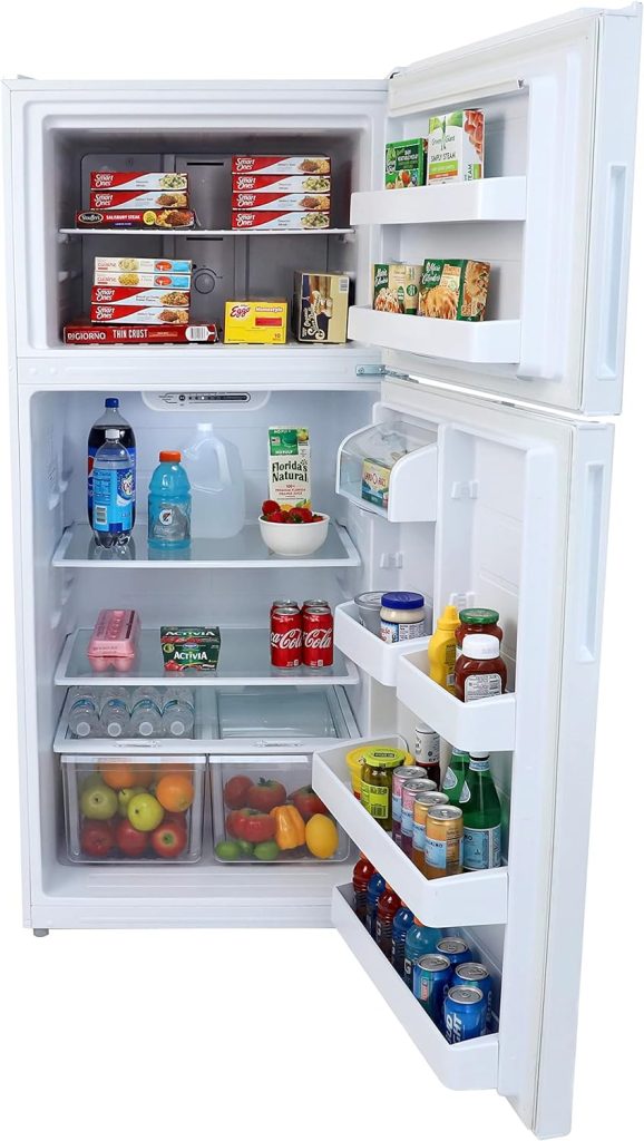 Avanti FF18D3S-4 FF18D cu.ft. Apartment Size Refrigerator​, Full Fridge Free Technology Prevents Frost Build-up with Adjustable Shelves, Door Bins  Crisper Drawers, 18 cu. ft, Stainless Steel