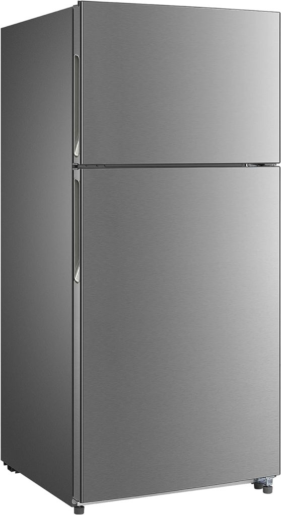 Avanti FF18D3S-4 FF18D cu.ft. Apartment Size Refrigerator​, Full Fridge Free Technology Prevents Frost Build-up with Adjustable Shelves, Door Bins  Crisper Drawers, 18 cu. ft, Stainless Steel