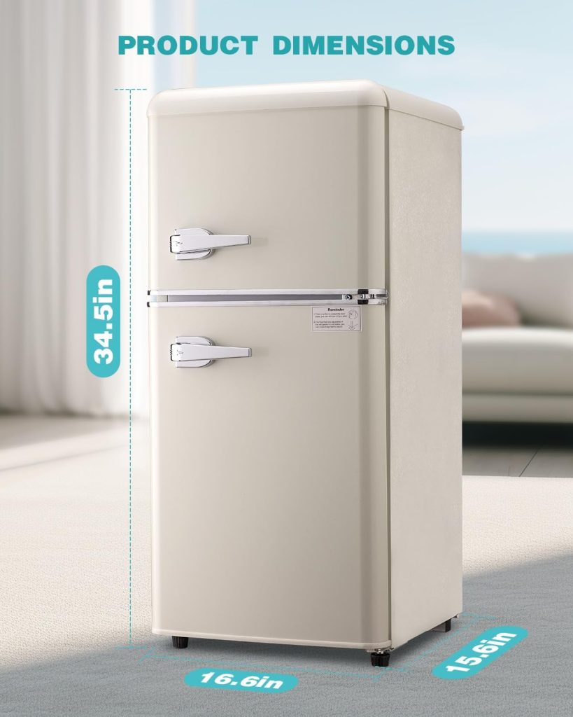 FLS-80-SILVER 3.5Cu.Ft Compact Refrigerator, Small Refrigerator with freezer, Retro Fridge with Dual Door, 7 Level Adjustable Thermostat for Garage, Dorm,Bedroom, Office, Apartment