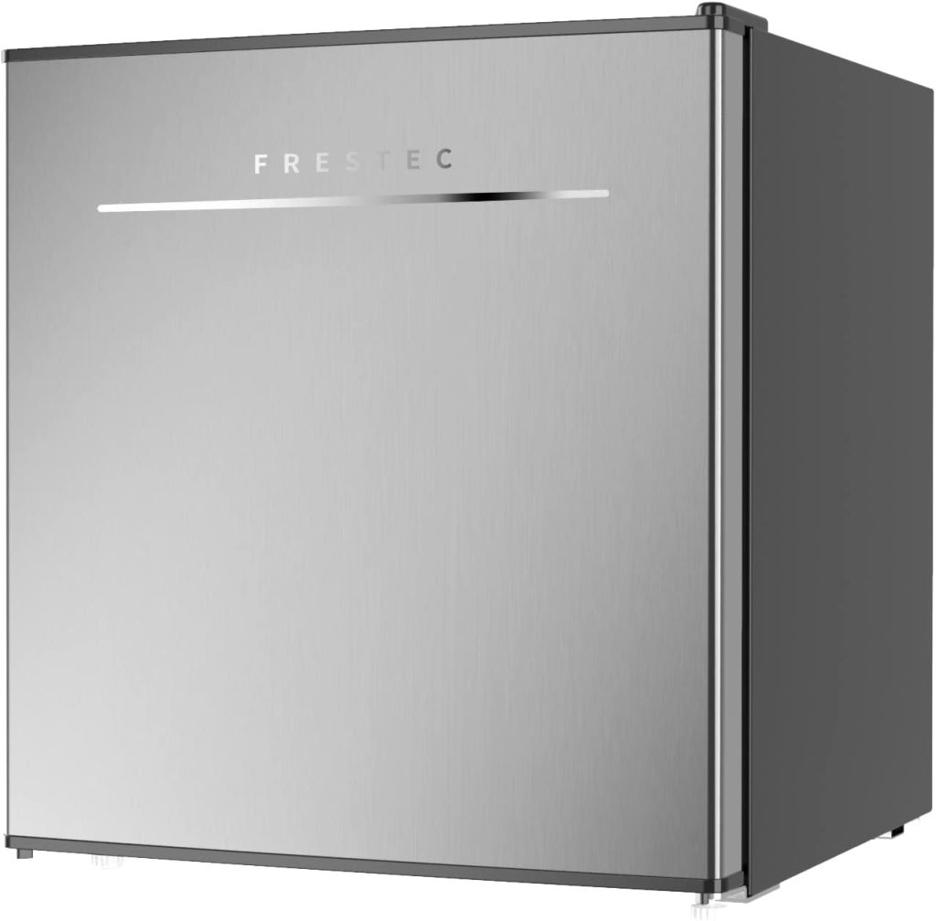 Frestec 1.6 Cu.Ft Mini Fridge with freezer, Compact Refrigerator with Freezer, 6 Adjustable Temperature, 37 dB Low Noise, Reversible Door, Small Fridge for Dorm Bedroom and Office(black)