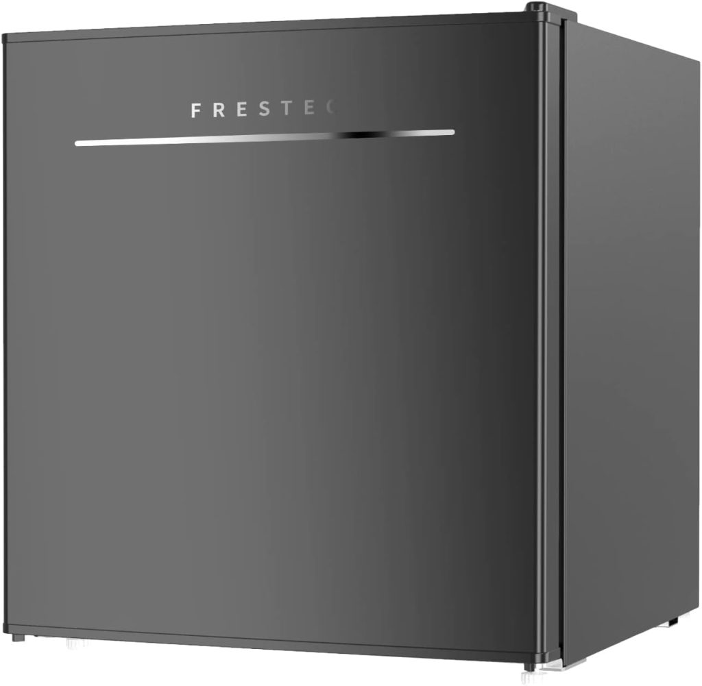 Frestec 1.6 Cu.Ft Mini Fridge with freezer, Compact Refrigerator with Freezer, 6 Adjustable Temperature, 37 dB Low Noise, Reversible Door, Small Fridge for Dorm Bedroom and Office(black)