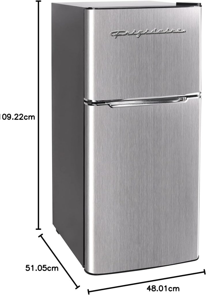 Frigidaire EFR341, 3.1 cu ft 2 Door Fridge and Freezer, Platinum Series, Stainless Steel, Double