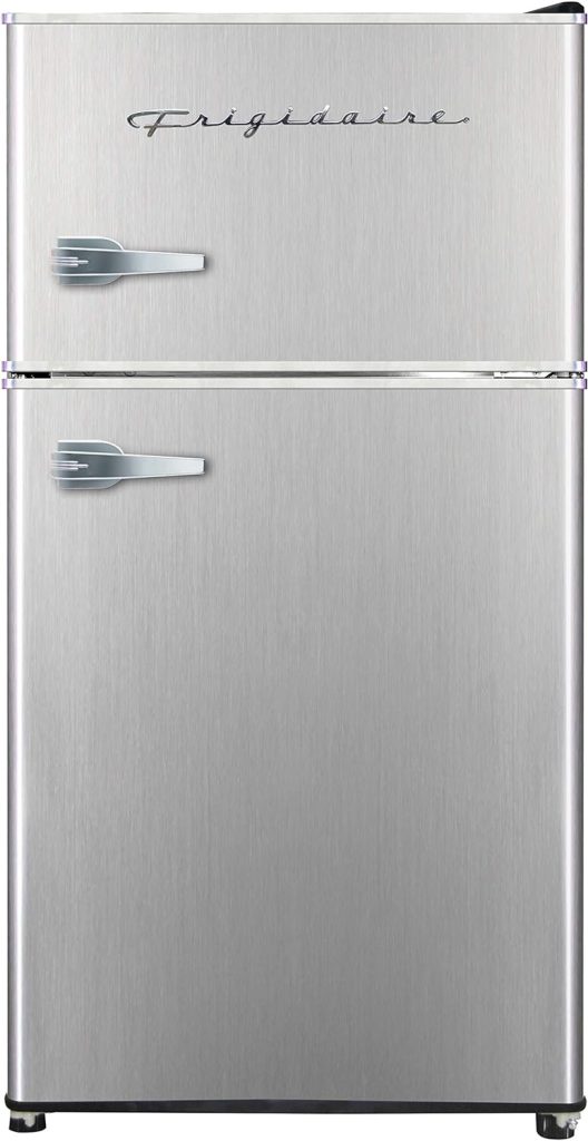 Frigidaire EFR341, 3.1 cu ft 2 Door Fridge and Freezer, Platinum Series, Stainless Steel, Double