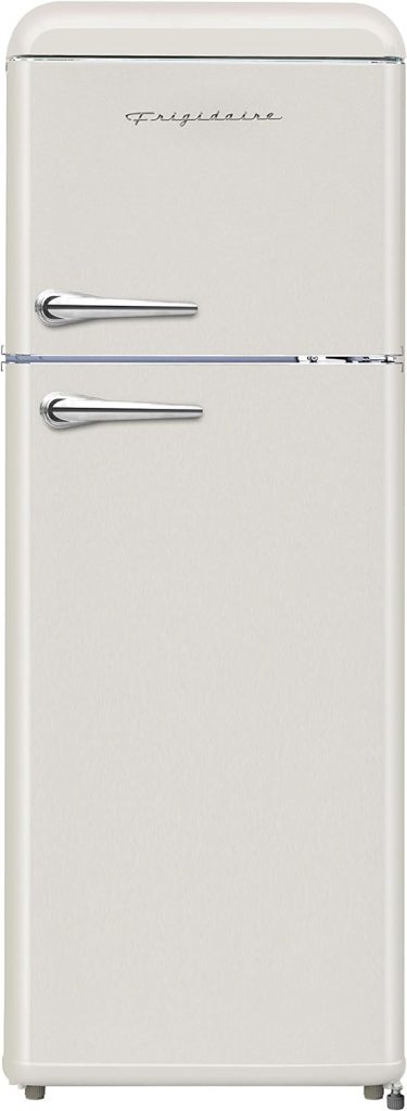 FRIGIDAIRE EFR756-CREAM EFR756, 2 Door Apartment Size Retro Refrigerator with Top Freezer, Chrome Handles, 7.5 cu ft, Cream