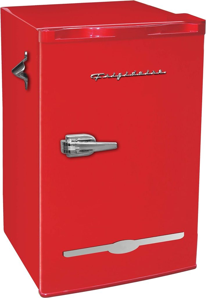 Frigidaire Retro Bar Fridge Refrigerator with Side Bottle Opener, 3.2 cu. ft, Red