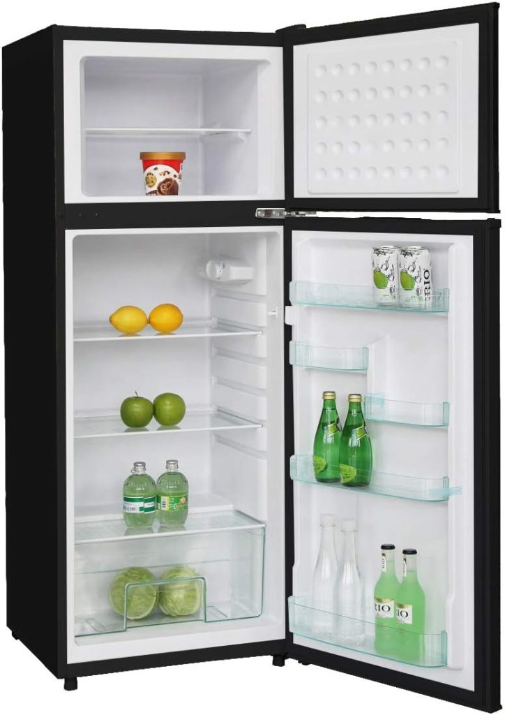 RCA RFR741-BLACK Apartment Size-Top Freezer-2 Door Fridge-Adjustable Thermostat Control-Black-7.5 Cubic Feet